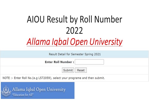 AIOU Result by Roll Number 2022